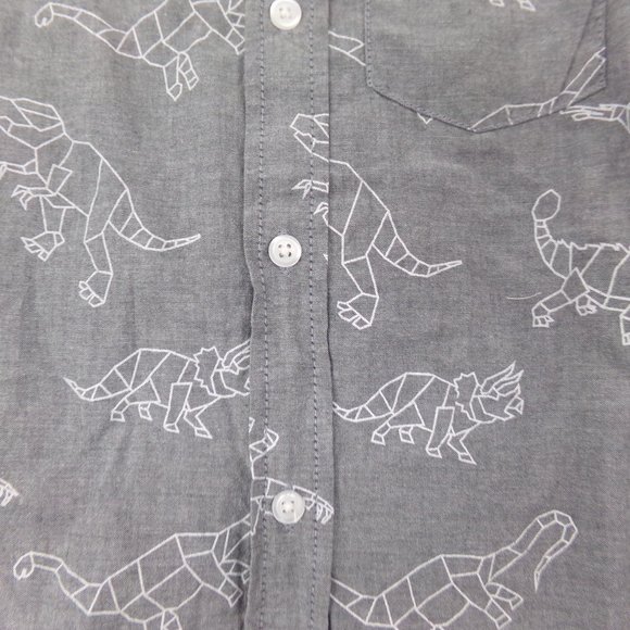 Cat & Jack Boys Button Up Dinosaur Shirt XS 4/5 - Picture 2 of 3